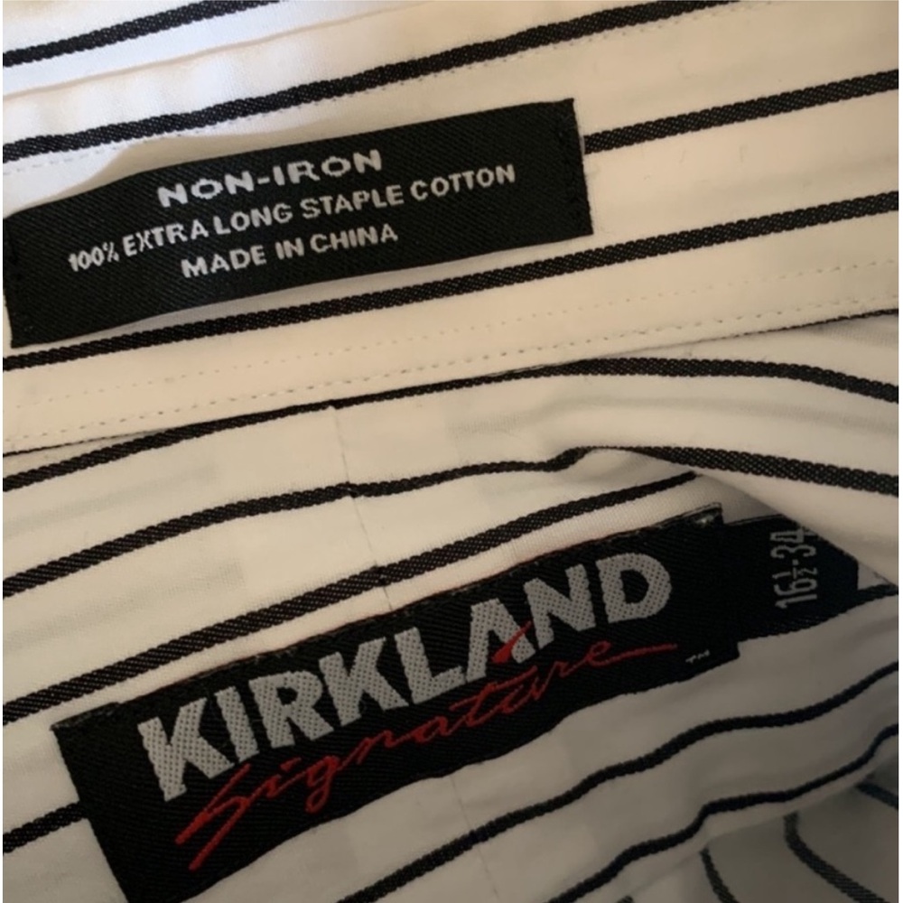 Kirkland men button down shirt size 16.5-34 stripe cotton long sleeve - Picture 2 of 4